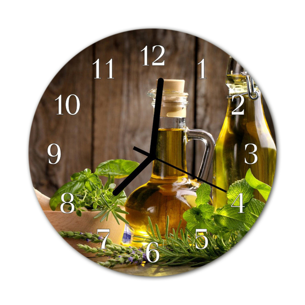 Glass Wall Clock Oil food and drinks brown