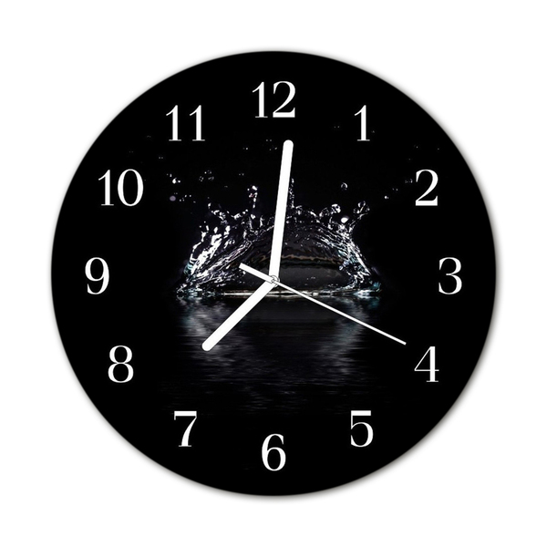 Glass Wall Clock Water water black