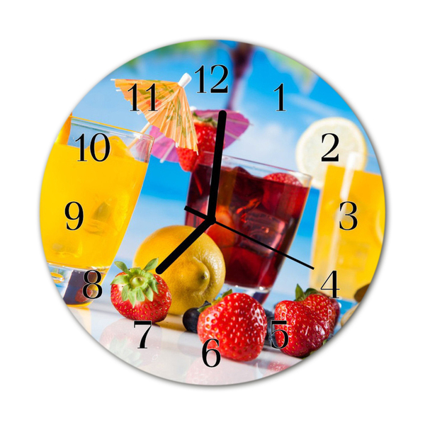 Glass Wall Clock Cocktail food and drinks multi-coloured