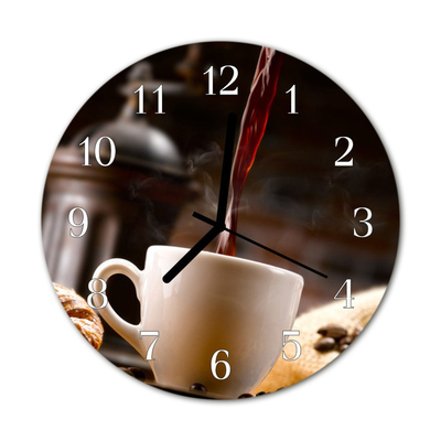 Glass Wall Clock Coffee food and drinks brown