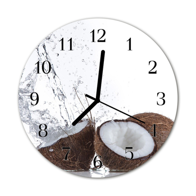 Glass Wall Clock Coconuts food and drinks white