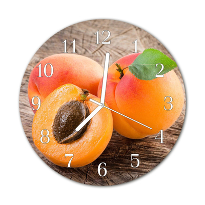 Glass Wall Clock Apricots fruit orange