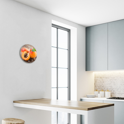 Glass Wall Clock Apricots fruit orange