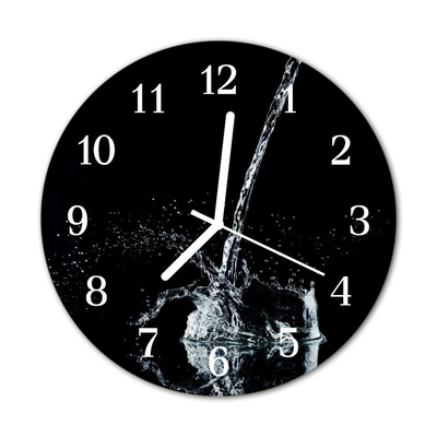 Glass Wall Clock Water water black