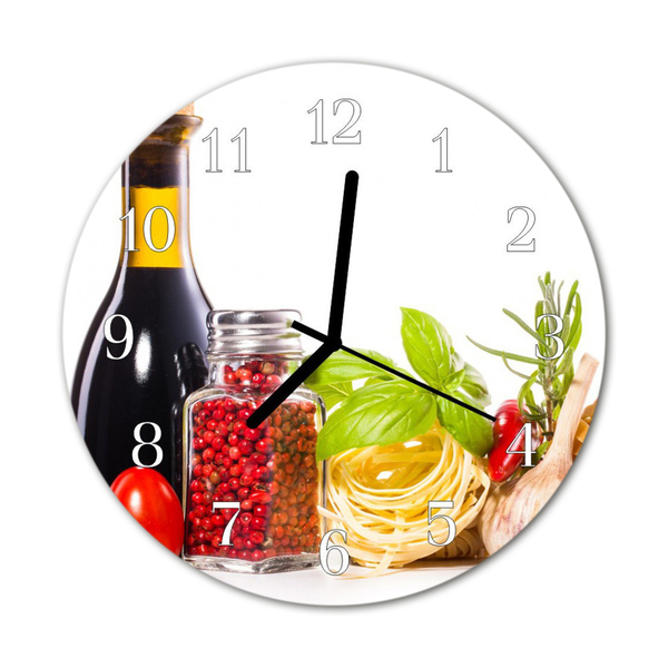 Glass Wall Clock Pasta kitchen multi-coloured