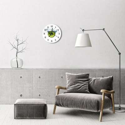 Glass Wall Clock Kiwi fruit green