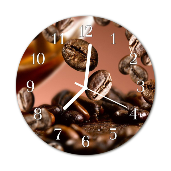 Glass Wall Clock Coffee beans food and drinks brown