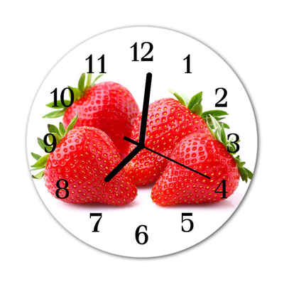 Glass Wall Clock Strawberries fruit red