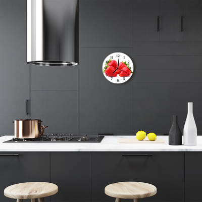 Glass Wall Clock Strawberries fruit red