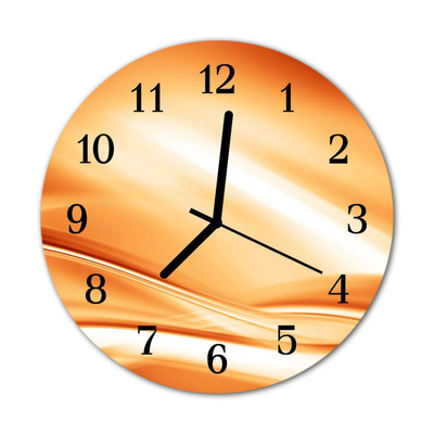 Glass Wall Clock Abstract art orange