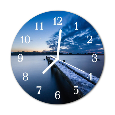 Glass Wall Clock Landscape landscape blue