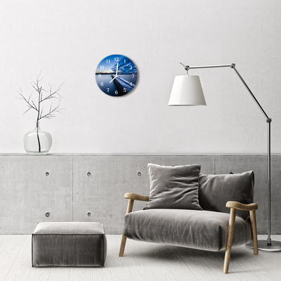 Glass Wall Clock Landscape landscape blue