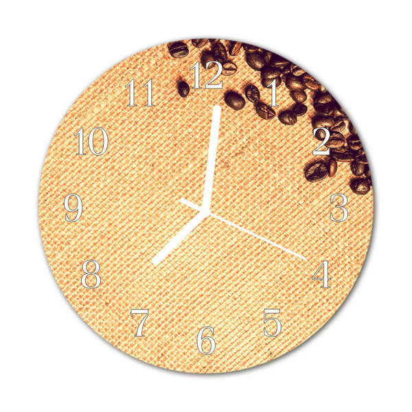 Glass Wall Clock Coffee beans food and drinks brown