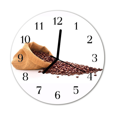 Glass Wall Clock Coffee beans food and drinks brown