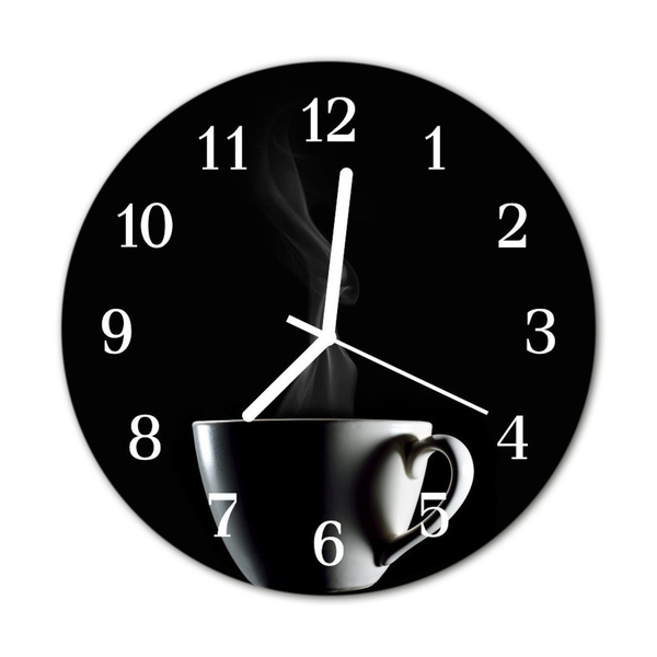 Glass Wall Clock Cup food and drinks black