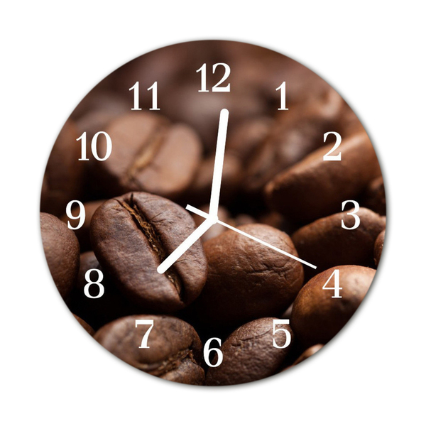 Glass Wall Clock Coffee beans food and drinks brown