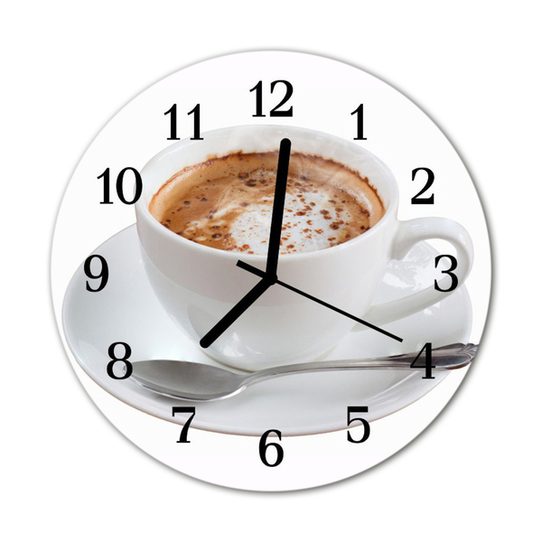 Glass Wall Clock Coffee food and drinks white