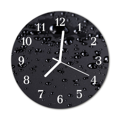 Glass Wall Clock Drops nature black