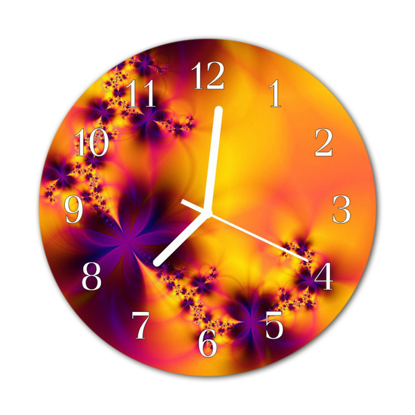 Glass Wall Clock Flowers nature orange