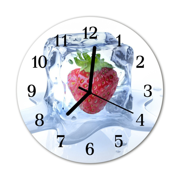 Glass Wall Clock Ice cream strawberry ice blue