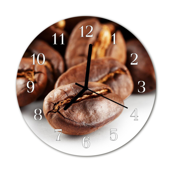 Glass Wall Clock Coffee beans food and drinks brown