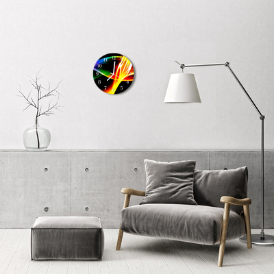 Glass Wall Clock Abstract art black