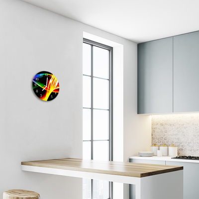 Glass Wall Clock Abstract art black