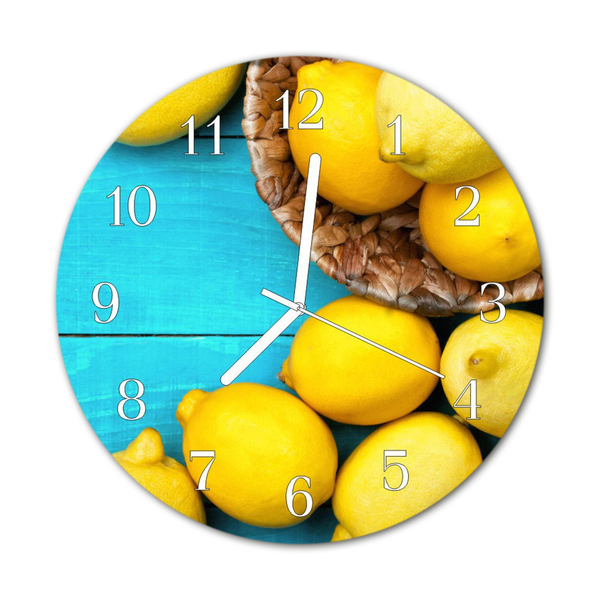 Glass Wall Clock Lemons fruit yellow