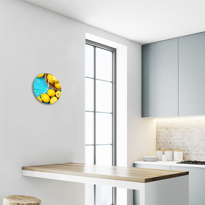 Glass Wall Clock Lemons fruit yellow