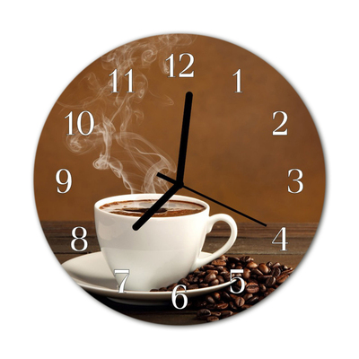 Glass Wall Clock Coffee food and drinks brown