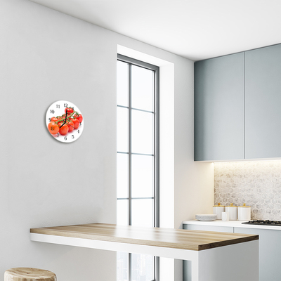 Glass Wall Clock Tomatoes food and drinks red