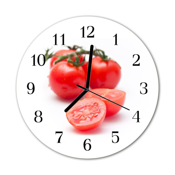 Glass Wall Clock Tomatoes food and drinks red