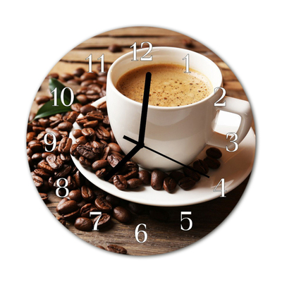 Glass Wall Clock Coffee food and drinks brown