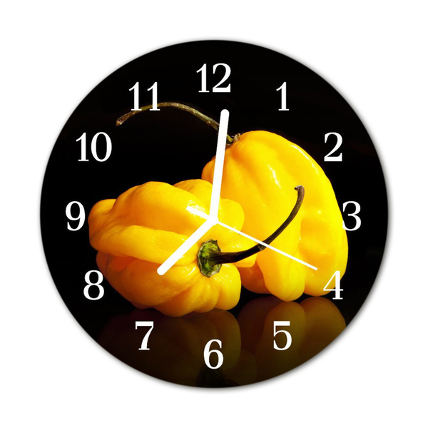 Glass Wall Clock Paprika food and drinks yellow