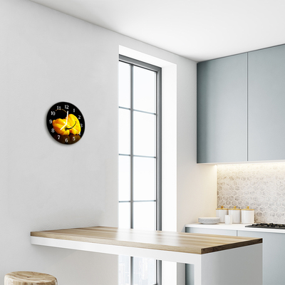 Glass Wall Clock Paprika food and drinks yellow