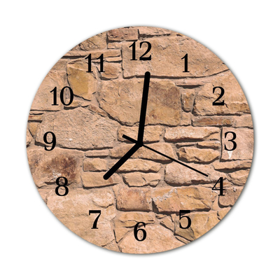 Glass Wall Clock Stones stones brown