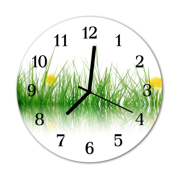 Glass Wall Clock Grass nature green