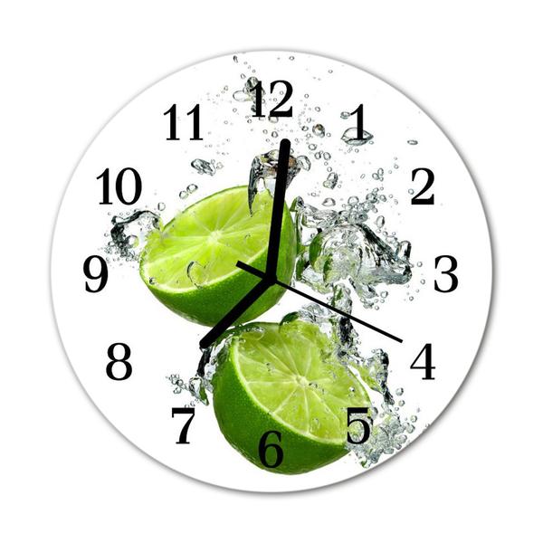 Glass Wall Clock Lime fruit green