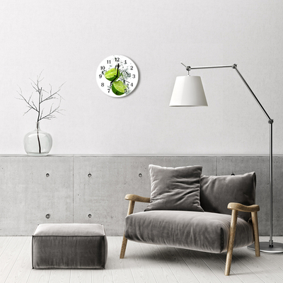 Glass Wall Clock Lime fruit green