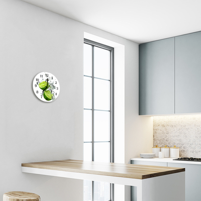 Glass Wall Clock Lime fruit green