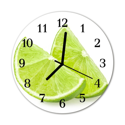 Glass Wall Clock Lime fruit green