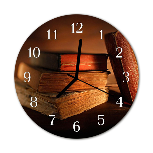 Glass Wall Clock Book book brown