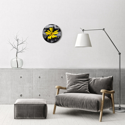 Glass Wall Clock Flower nature black