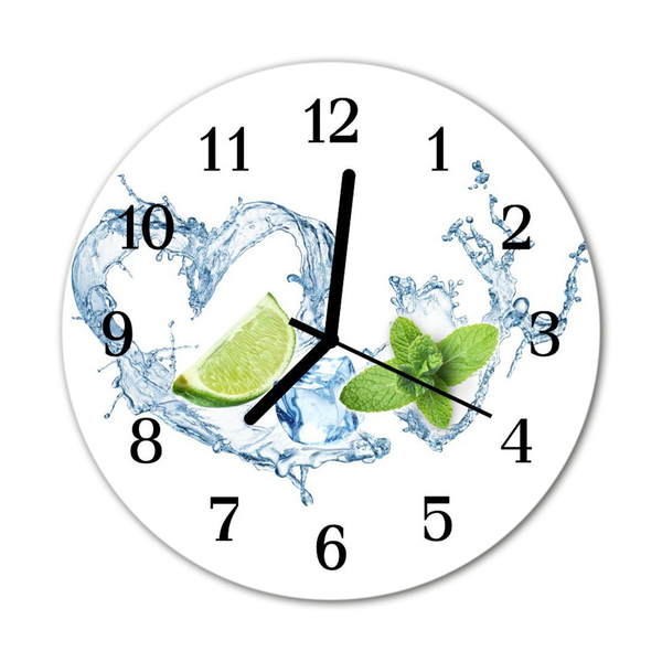 Glass Wall Clock Mint spices white