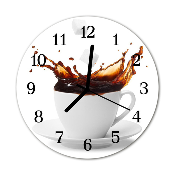 Glass Wall Clock Coffee food and drinks white