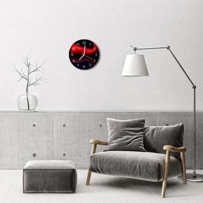 Glass Wall Clock Chillies food and drinks red