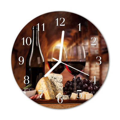 Glass Wall Clock Wine food and drinks brown