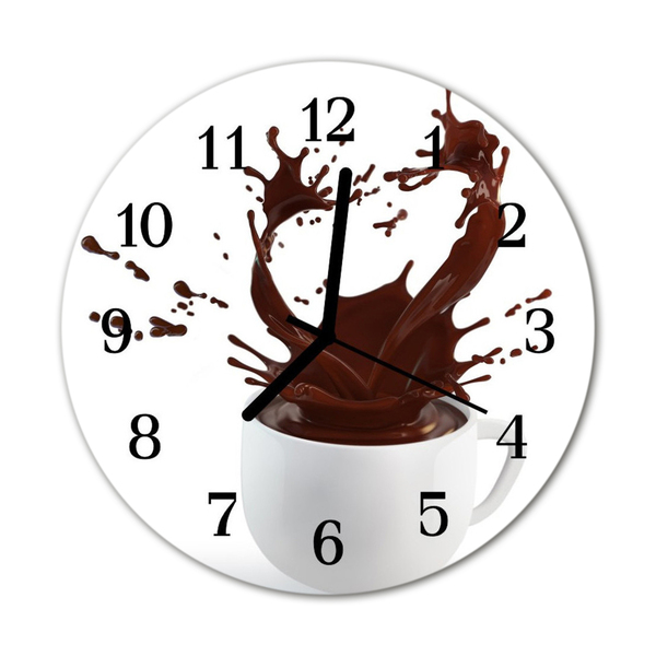 Glass Wall Clock Coffee food and drinks white