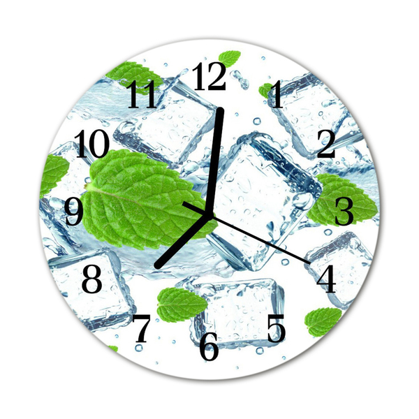 Glass Wall Clock Ice cream mint ice white