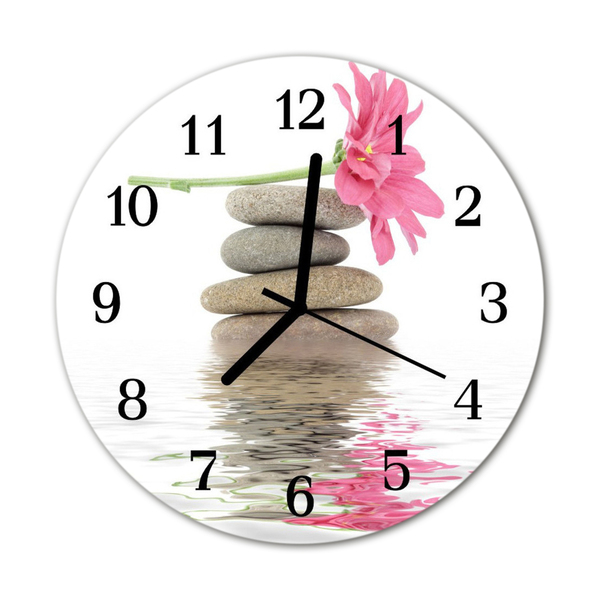 Glass Wall Clock Stones nature white